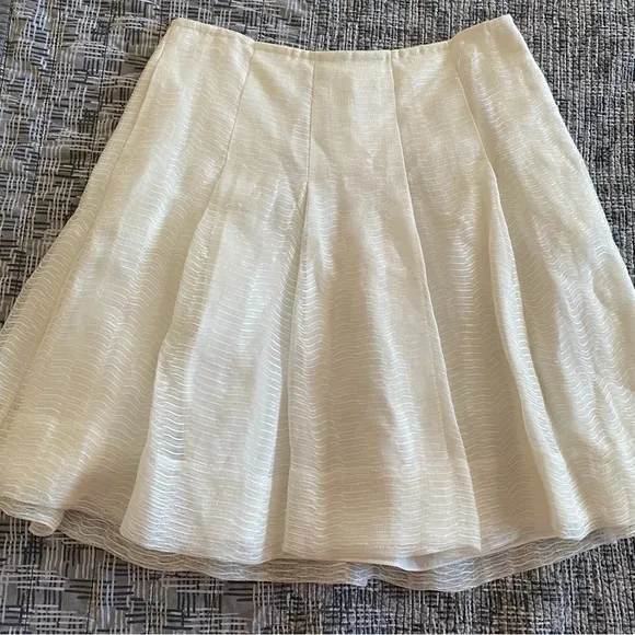 NWT Ralph Lauren Blue Label Silk &amp; Linen Ivory Cream Pleated Mini Skirt …