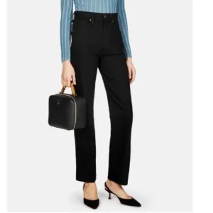 NWT Revolve Goldsign The A Jean Black High Rise Straight Leg Trouser Jeans