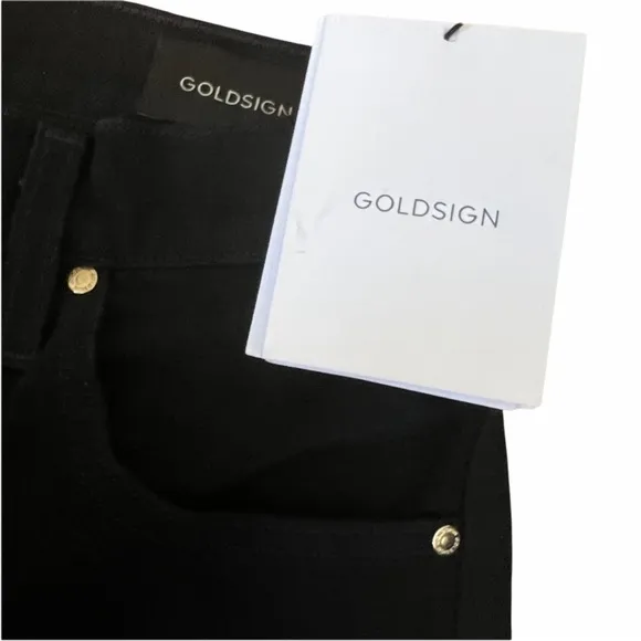 NWT Revolve Goldsign The A Jean Black High Rise Straight Leg Trouser Jeans
