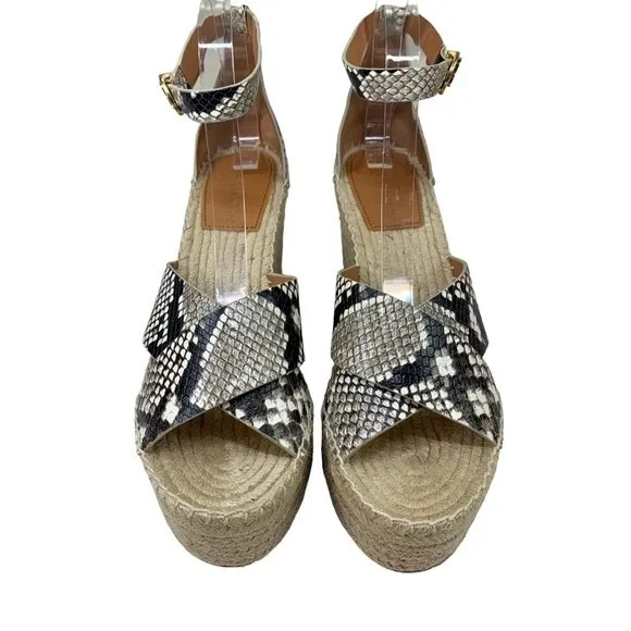NWT Tory Burch Selby Snakeskin Print Wedge Platform Espadrilles 10