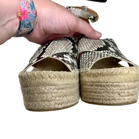 NWT Tory Burch Selby Snakeskin Print Wedge Platform Espadrilles 10