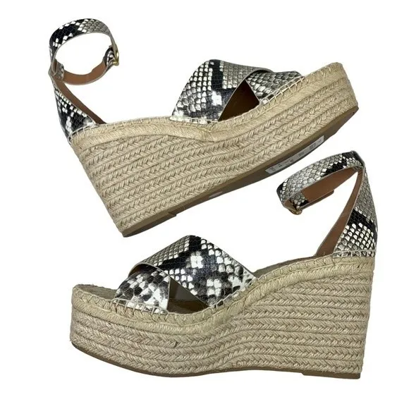 NWT Tory Burch Selby Snakeskin Print Wedge Platform Espadrilles 10