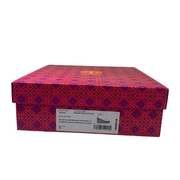 NWT Tory Burch Selby Snakeskin Print Wedge Platform Espadrilles 10