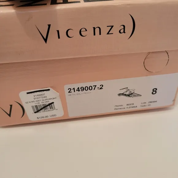 NWT Vicenza Boulevard Bow Flats In Silver Women's Size US 8