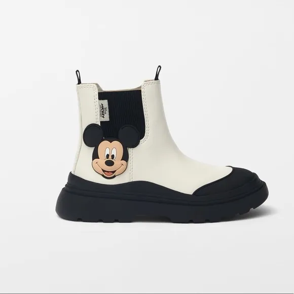 NWT. Zara Kids ©DISNEY MICKEY MOUSE Ankle Boots. Size 4.