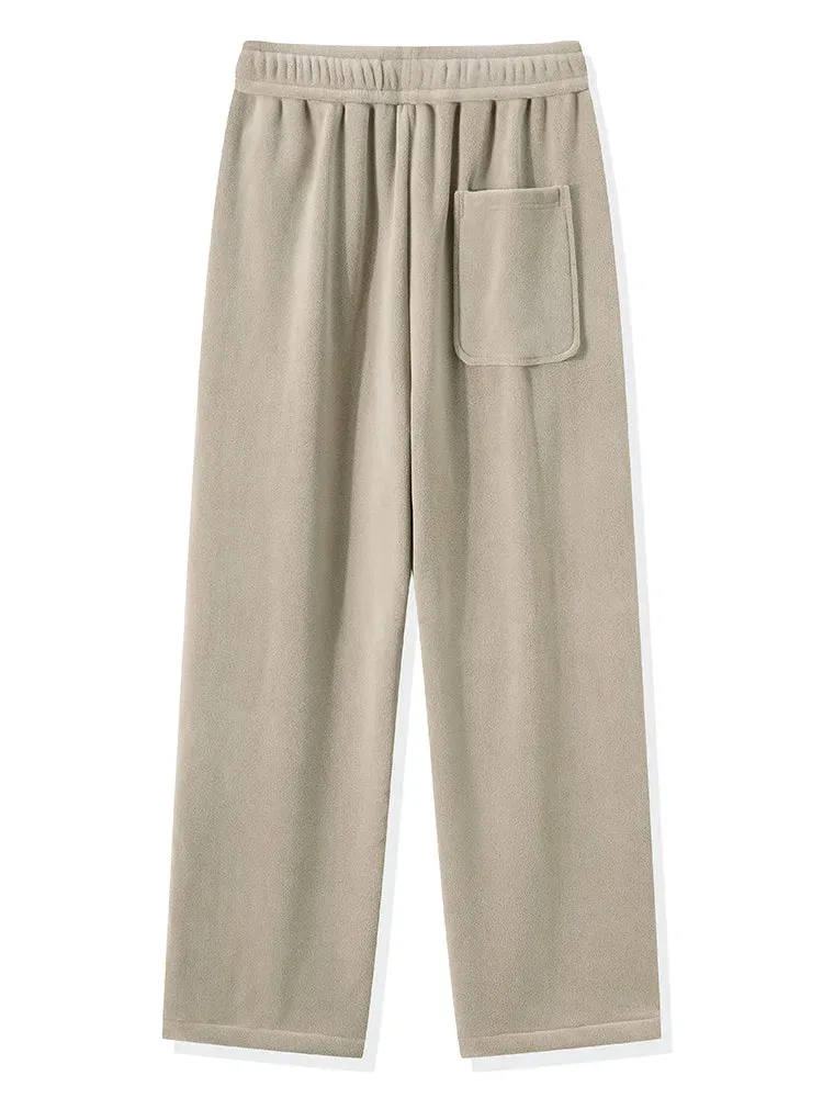 Obsidian Phoenix Winter Men's Sweatpants - Korean Fashion Thick Warm Fleece Wide-Leg Straight Loose Track Pants