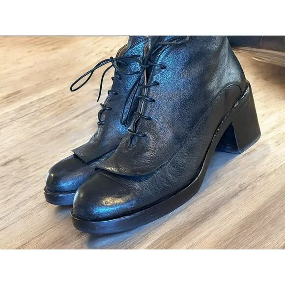 Officine Creative Women's Victoire Boots Size 40 Black Leather Chunky Heel‎