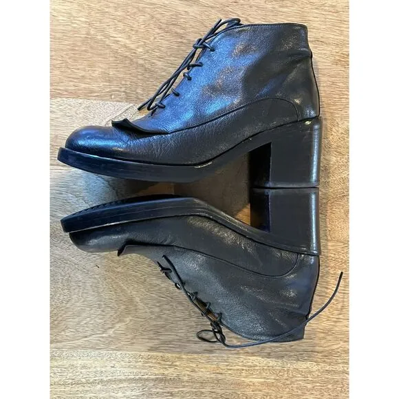 Officine Creative Women's Victoire Boots Size 40 Black Leather Chunky Heel‎