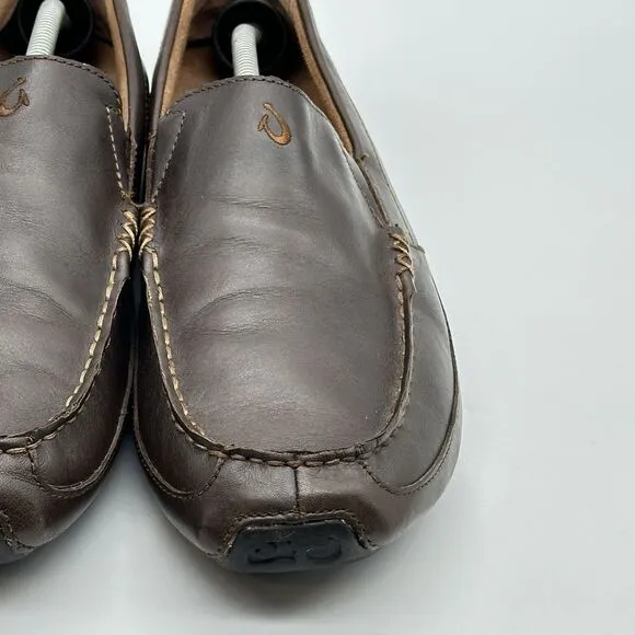Olukai Akepa Moc Mens 13 M Brown Leather Casual Comfort Driving Loafers
