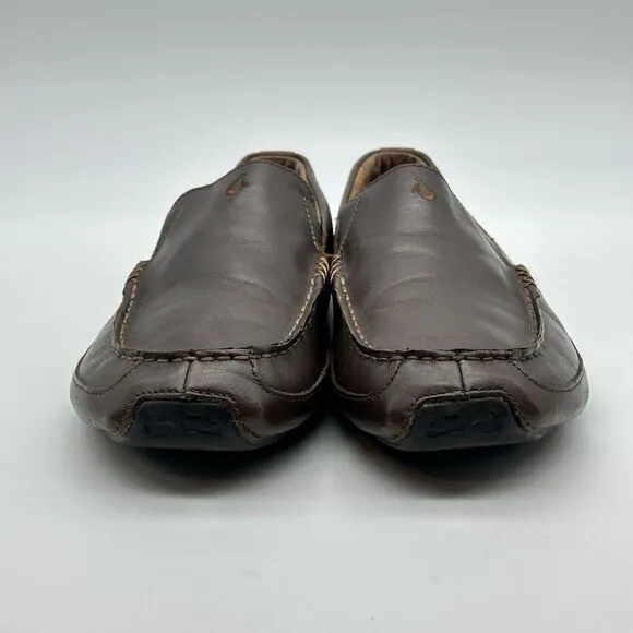 Olukai Akepa Moc Mens 13 M Brown Leather Casual Comfort Driving Loafers