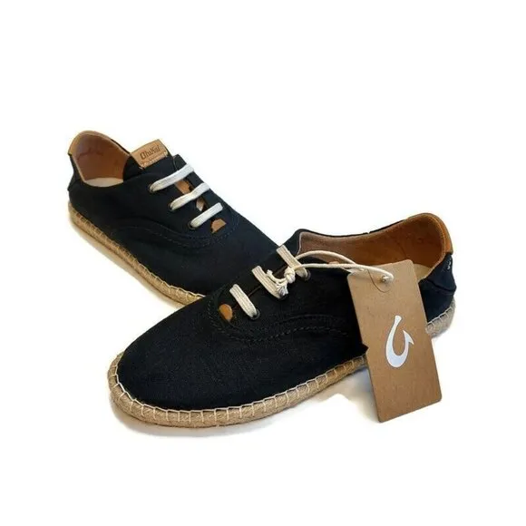 Olukai KAULA PA'A LI Convertible Linen Textile Espadrille Sneaker Womens 7 Black