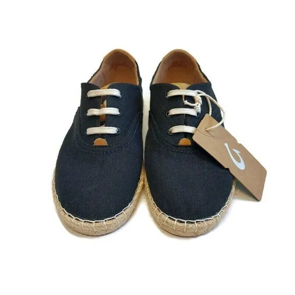 Olukai KAULA PA'A LI Convertible Linen Textile Espadrille Sneaker Womens 7 Black