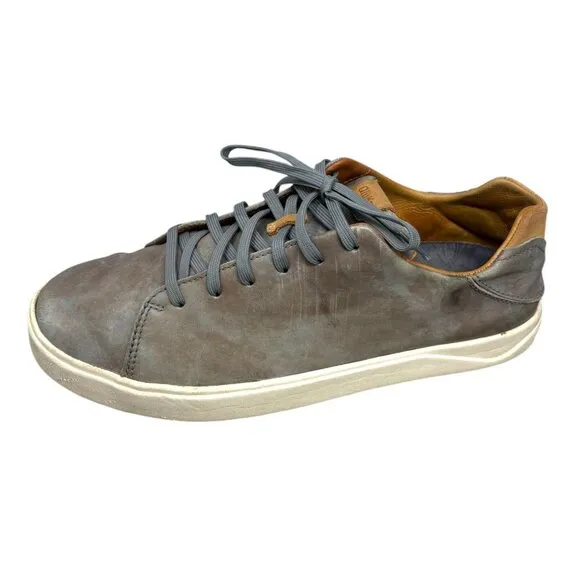 OluKai Lae Ahi Li Ili Marbled Gray Waterproof Leather Lace Up Sneakers