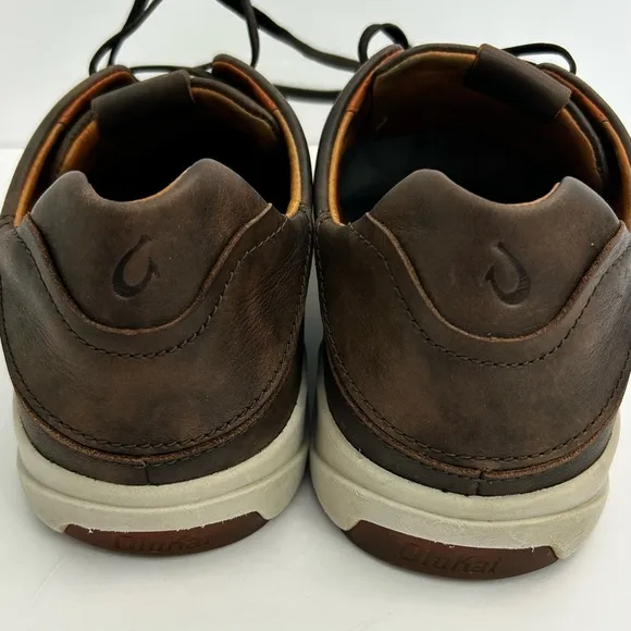 OluKai Lae‘ahi Lī ‘Ili Leather Waterproof Brown Casual Sneakers Men's Size 10