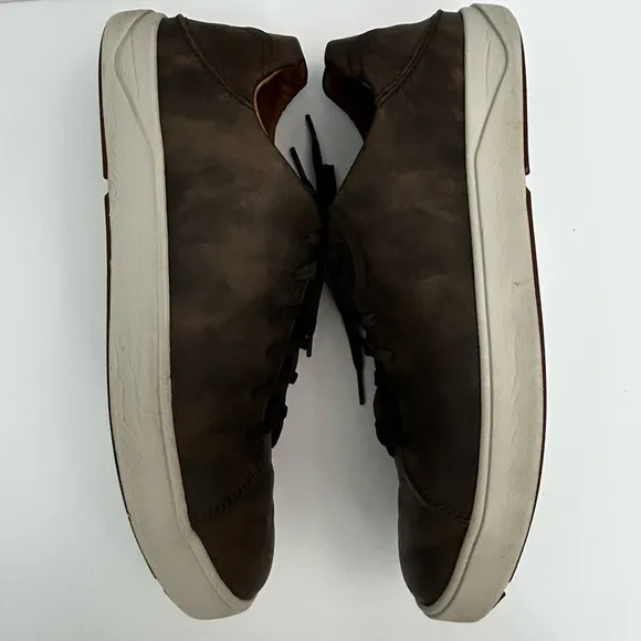 OluKai Lae‘ahi Lī ‘Ili Leather Waterproof Brown Casual Sneakers Men's Size 10
