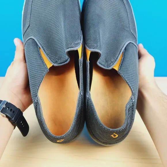 Olukai Nohea Mesh Mens Size 16 Slip on Shoes Charcoal gray driving Loafers 10188