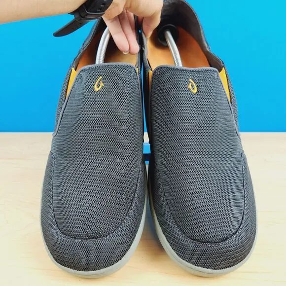 Olukai Nohea Mesh Mens Size 16 Slip on Shoes Charcoal gray driving Loafers 10188