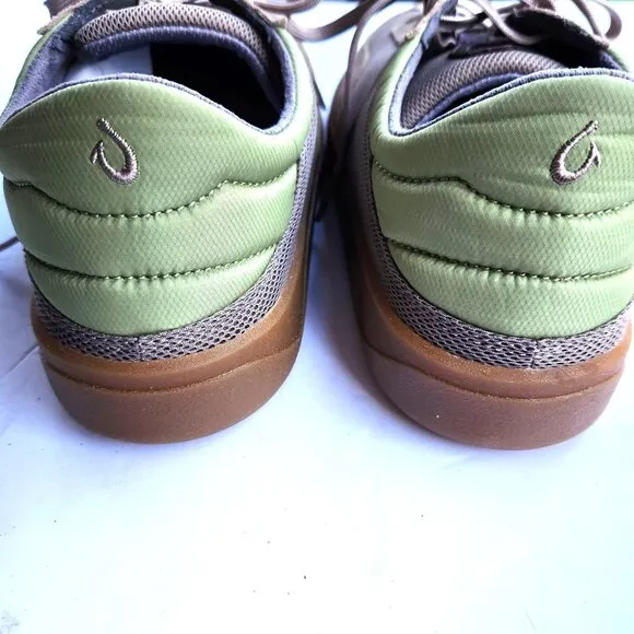 Olukai Punini Mens 9.5 New Taupe/Green Mesh/Suede Casual Court Sneakers EU 42.5