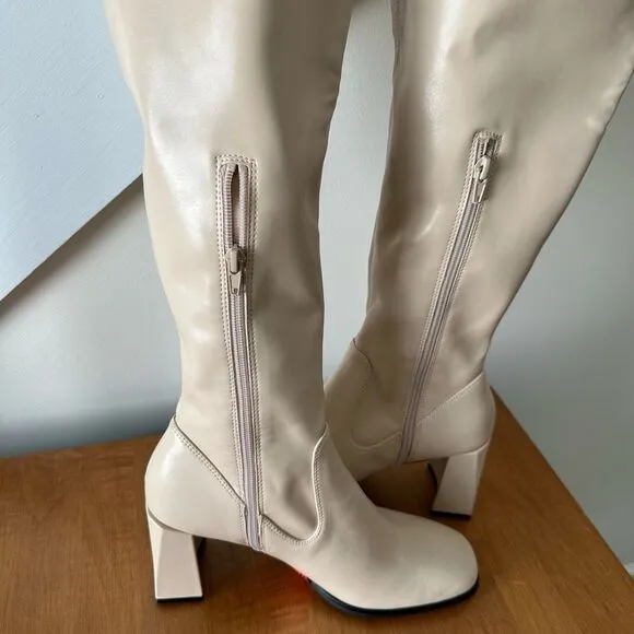 Open Edit Women's Briar Over the Knee Boots In Cream Vanilla Shoe Size 8.5