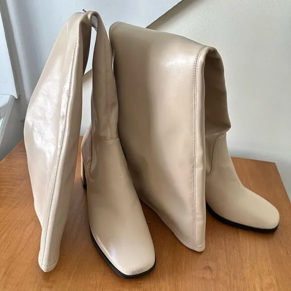 Open Edit Women's Briar Over the Knee Boots In Cream Vanilla Shoe Size 8.5