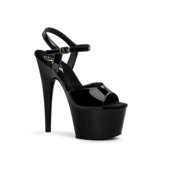 Open-Toe Ankle Strap Platform Sandal Black Size 11