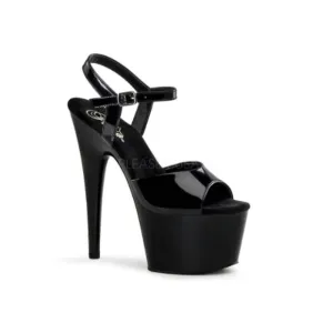 Open-Toe Ankle Strap Platform Sandal Black Size 11