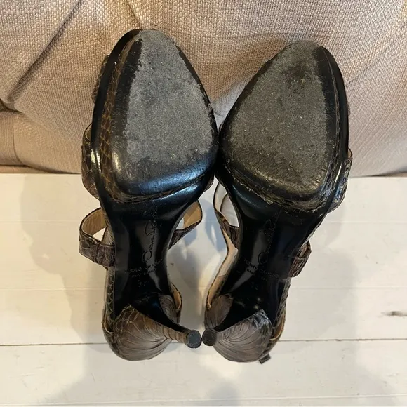 OSCAR DE LA RENTA PYTHON CRISS CROSS HIGH HEEL SANDALS SIZE 36 EUR 6-6.5 US