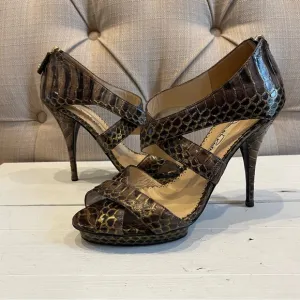 OSCAR DE LA RENTA PYTHON CRISS CROSS HIGH HEEL SANDALS SIZE 36 EUR 6-6.5 US