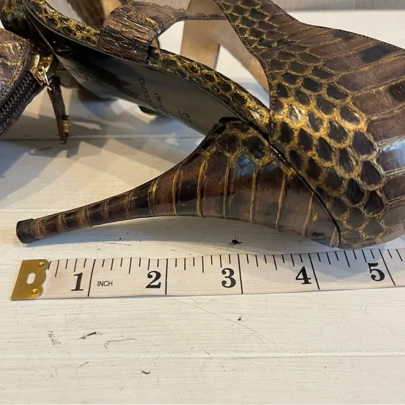 OSCAR DE LA RENTA PYTHON CRISS CROSS HIGH HEEL SANDALS SIZE 36 EUR 6-6.5 US