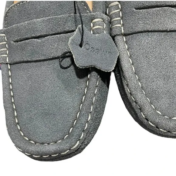 Osslue Women's Suede Leather Penny Loafers Gray Slip On Driving Moccasins size 6