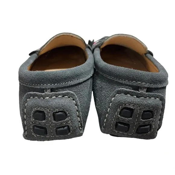 Osslue Women's Suede Leather Penny Loafers Gray Slip On Driving Moccasins size 6