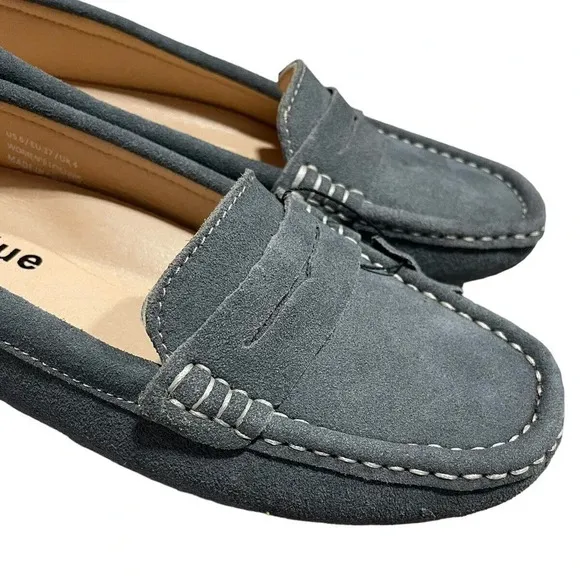 Osslue Women's Suede Leather Penny Loafers Gray Slip On Driving Moccasins size 6