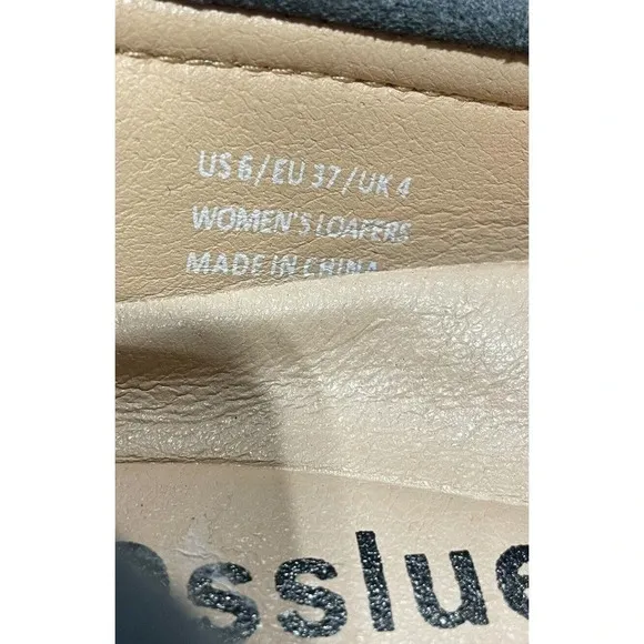 Osslue Women's Suede Leather Penny Loafers Gray Slip On Driving Moccasins size 6