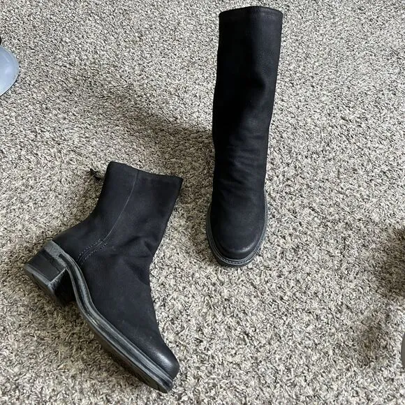 OTBT Fernweh Black Soft Leather Slouchy Mid Calf Boots 7.5 Grunge Zip New READ
