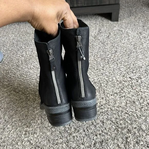 OTBT Fernweh Black Soft Leather Slouchy Mid Calf Boots 7.5 Grunge Zip New READ