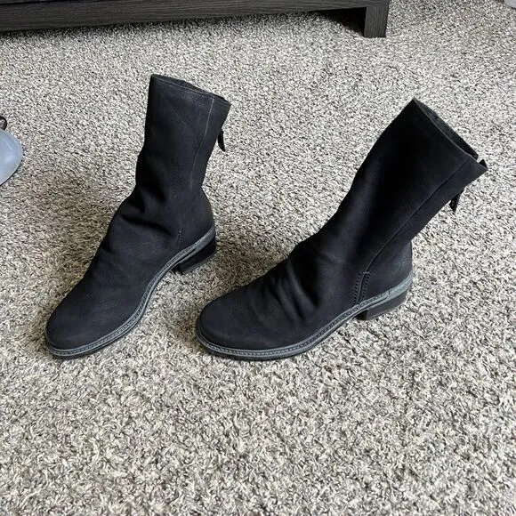 OTBT Fernweh Black Soft Leather Slouchy Mid Calf Boots 7.5 Grunge Zip New READ