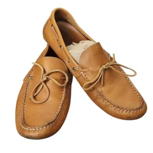OtiSopse tan leather driving slip-on loafers men's shoes Sz 45/12