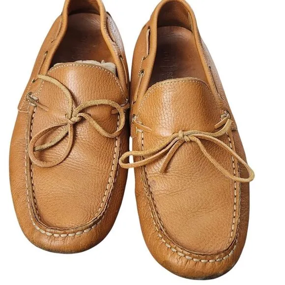 OtiSopse tan leather driving slip-on loafers men's shoes Sz 45/12