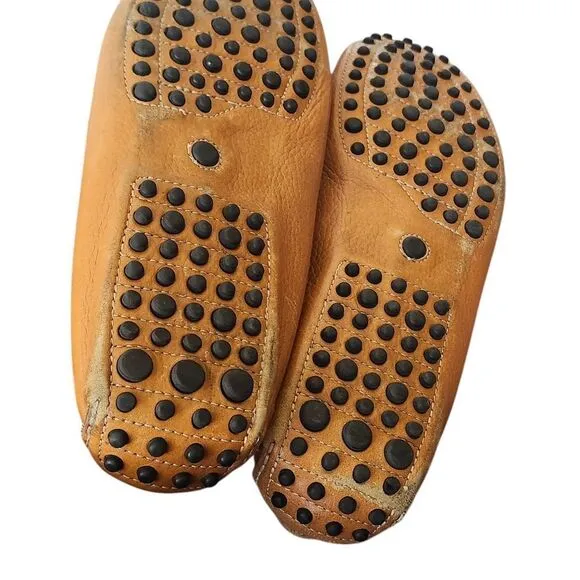 OtiSopse tan leather driving slip-on loafers men's shoes Sz 45/12