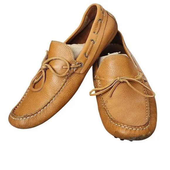 OtiSopse tan leather driving slip-on loafers men's shoes Sz 45/12