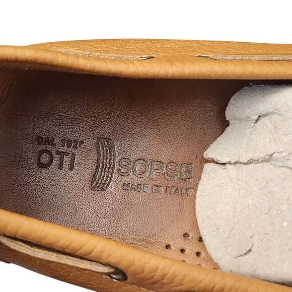 OtiSopse tan leather driving slip-on loafers men's shoes Sz 45/12