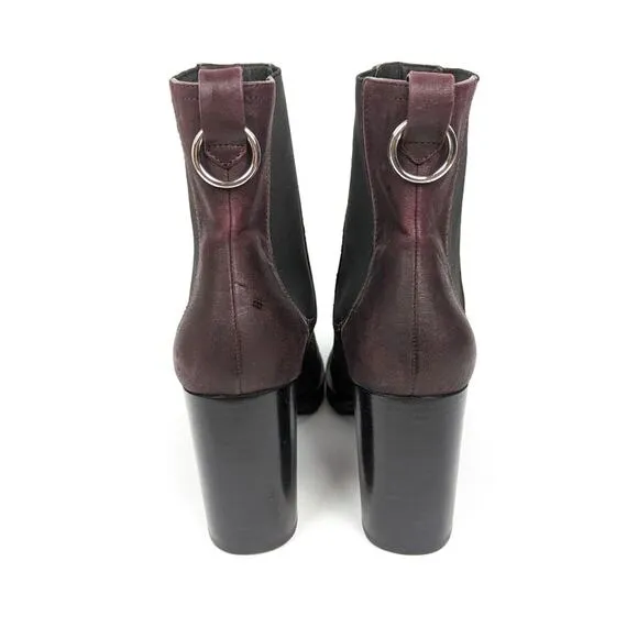 PAIGE Natasha Oxblood Burgundy Leather Ankle Boots Size 10