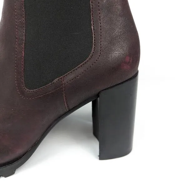PAIGE Natasha Oxblood Burgundy Leather Ankle Boots Size 10