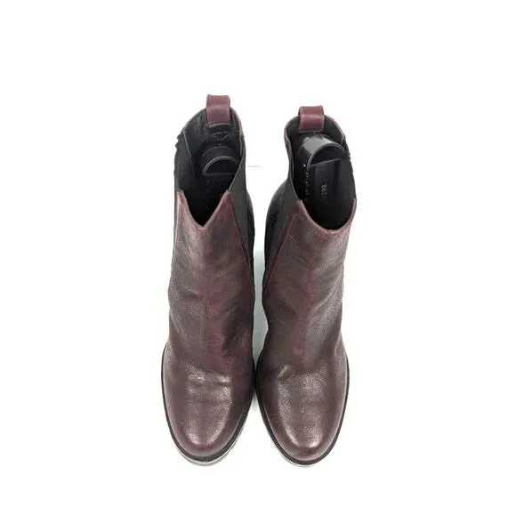 PAIGE Natasha Oxblood Burgundy Leather Ankle Boots Size 10
