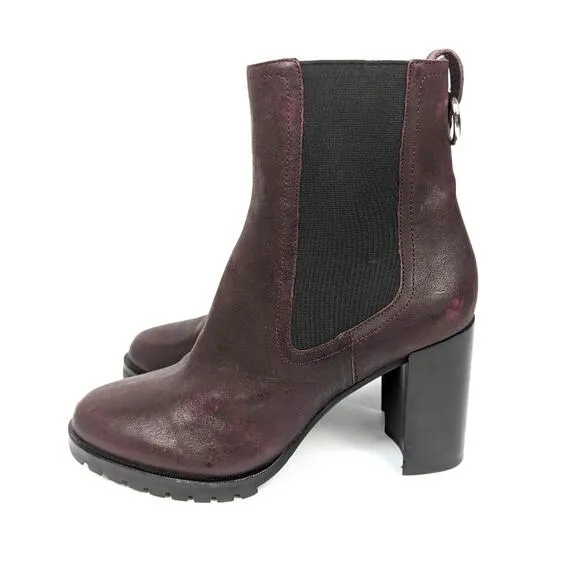 PAIGE Natasha Oxblood Burgundy Leather Ankle Boots Size 10