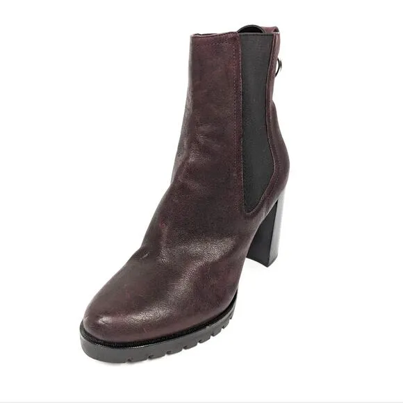PAIGE Natasha Oxblood Burgundy Leather Ankle Boots Size 10