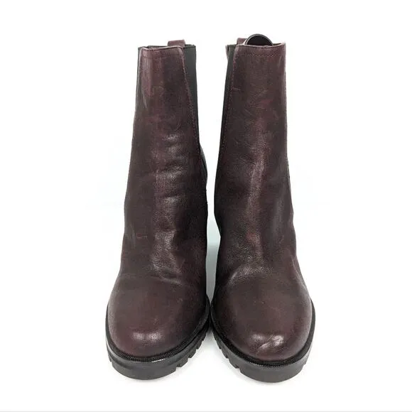PAIGE Natasha Oxblood Burgundy Leather Ankle Boots Size 10