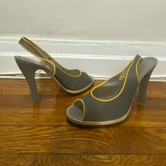 Pair of Rochas sling-back open-toed high heels / sandals