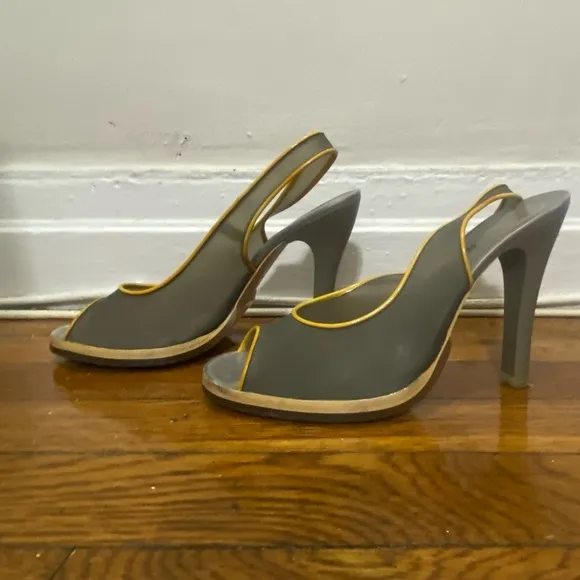 Pair of Rochas sling-back open-toed high heels / sandals