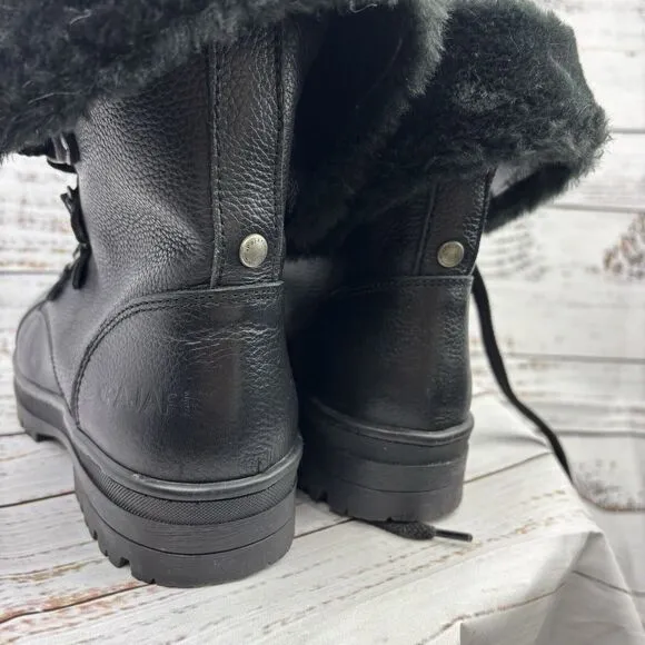 Pajar Alora Boots Waterproof Leather Mid Calf Lace Up Black Size 9-9.5US 40EU